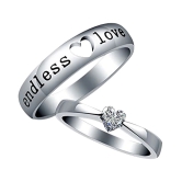 Silver Shine Silver Plated Solitaire Endless Love Heart Adjustable Couple ring for Men and Women,Couple ring for Girls and Boys-2 pieces - None