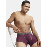 Jockey 8015 Men Super Combed Cotton Rib Solid Trunk with Ultrasoft Waistband - Wine Tasting - None