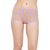 Clovia Purple Cotton Printed Womens Boy Shorts ( Pack of 1 ) - None