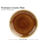 Reactive Handpainted Premium Ceramic 4 Small Plates | Quarter Plates | Stoneware | Microwave and Dishwasher Safe | Pack of 4 | Peanut Brown