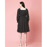 Selvia Crepe Striped Above Knee Womens A-line Dress - Black ( Pack of 1 ) - None