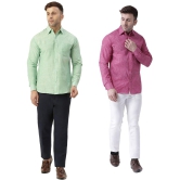 KLOSET By RIAG 100% Cotton Regular Fit Self Design Full Sleeves Men's Casual Shirt - Magenta ( Pack of 2 ) - None