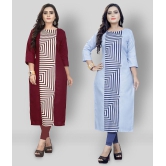 Lerkiza - Multicolor Cotton Blend Womens Straight Kurti ( Pack of 2 ) - L