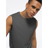 Men Dark Grey Textured Sleeveless Sports T-shirt