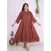 Swasti Cotton Blend Printed Anarkali Womens Kurti - Maroon ( Pack of 1 ) - None