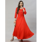 JC4U Rayon Red A- line Dress - Single - M