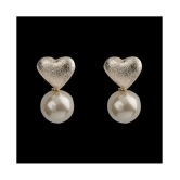 SILVER SHINE  Lovely Gold Simple Polished Heart Design With Pearl Stud Earring For Girls And Women - Golden