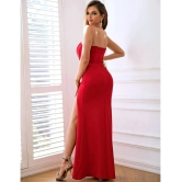 clafoutis Lycra Solid Full Length Womens Side Slit Dress - Red ( Pack of 1 ) - None