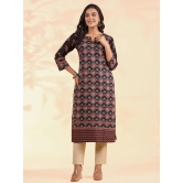 Vbuyz Cotton Printed Straight Womens Kurti - Black ( Pack of 1 ) - None