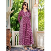 Vbuyz Cotton Printed Anarkali Womens Kurti - Lavender ( Pack of 1 ) - None