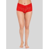 ILRASO - Red Lace Self Design Women's Boy Shorts ( Pack of 1 ) - None