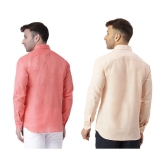 KLOSET By RIAG 100% Cotton Regular Fit Self Design Full Sleeves Men's Casual Shirt - Peach ( Pack of 2 ) - None