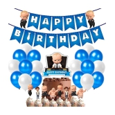 Party Propz Boss Baby Theme Decorations Combo Set - 52Pcs With Happy Birthday Banner, Metallic Balloons, Cake Toppers, Baby Boss Cup Cake Topper for Boys Bday Decorations Items /Kids Supplie