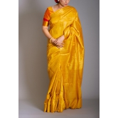 Sunrise Golden Yellow Soft Banarasi Pure Moonga Tussar Silk Saree