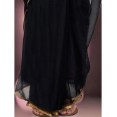 clafoutis Chiffon Solid Saree With Blouse Piece - Black ( Pack of 1 ) - Black