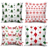 Indigifts Christmas Decorations for House Christmas Themed Holiday Home Dcor White Set of 4 Cushion Cover 18x18 inches - Christmas Cushion, Xmas Decorations, Christmas Gifts, Christmas Pillow