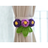 Hand Crafted Crochet Curtain Tiebacks Purple