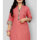 Rangrasiya - Pink Cotton Women's Front Slit Kurti ( Pack of 1 ) - XXL