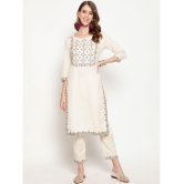 Antaran Cotton Embroidered Kurti With Pants Women's Stitched Salwar Suit - White ( Pack of 2 ) - None