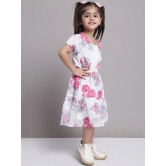 MINI & MING Girls Floral Printed Puff Sleeve Georgette A-Line Midi Dress