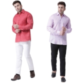 KLOSET By RIAG 100% Cotton Regular Fit Self Design Full Sleeves Men's Casual Shirt - Lavender ( Pack of 2 ) - None