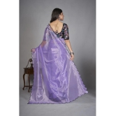 Apnisha Organza Solid Saree With Blouse Piece - Lavender ( Pack of 1 ) - Lavender