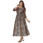 HIGHLIGHT FASHION EXPORT Cotton Brown A- line Dress - Single - M