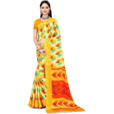 LEELAVATI - Yellow Crepe Saree With Blouse Piece ( Pack of 1 ) - Yellow