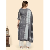 Vbuyz - Grey Chanderi Womens Straight Kurti ( Pack of 1 ) - None