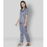 Smarty Pants - Grey Melange Satin Womens Nightwear Nightsuit Sets ( Pack of 1 ) - L