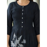 Juniper Cotton Blend Printed Flared Womens Kurti - Black ( Pack of 1 ) - None