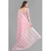 A TO Z CART Banarasi Silk Embellished Saree With Blouse Piece - Pink ( Pack of 1 ) - Pink