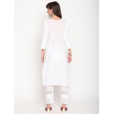 Queenley - White Cotton Womens Straight Kurti ( Pack of 1 ) - XL