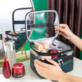 Multifunction Double Transparent Cosmetic Bag-Green