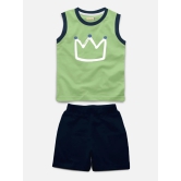 Sleeveless Printed Tshirt with Comfy Solid Shorts for Infants & Boys - Pack of 2 (1 T-shirt & 1 short)