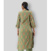 Pistaa - Green Cotton Women's Front Slit Kurti ( Pack of 1 ) - XS