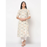 Antaran Cotton Printed Front Slit Womens Kurti - Off White ( Pack of 1 ) - None