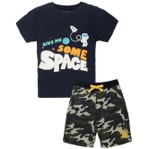 PLUM TREE - 100% Cotton Navy Blue Boys T-Shirt & Shorts ( Pack of 2 ) - None