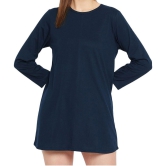 PPTHEFASHIONHUB - Navy Blue Cotton Blend Loose Fit Women''s T-Shirt ( Pack of 1 ) - None