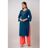 Kapadia - Teal Rayon Womens Straight Kurti ( Pack of 1 ) - None