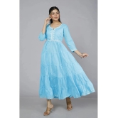 JC4U - Light Blue Cotton Blend Womens Fit & Flare Dress ( Pack of 1 ) - None