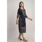 MAUKA - Navy Rayon Womens Straight Kurti ( Pack of 1 ) - None