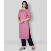 HIGHLIGHT FASHION EXPORT - Pink Straight Rayon Women's Stitched Salwar Suit ( Pack of 1 ) - L