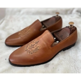 Tan Leaf Zardosi Slipons-UK8/US9/EU42