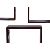 Wooden Floating Wall Shelves Set of 3-Black