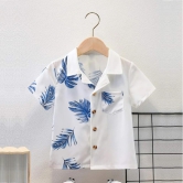 Venutaloza Toddler Boys White Tropical Vacation Shirt For Boy.-6 Month to 12 Month