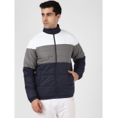 UrbanMark Men Navy Regular Fit Color Block Puffer Jacket - None