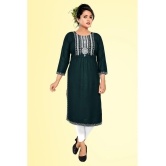 haya fashion - Green Rayon Women's Straight Kurti ( Pack of 1 ) - None