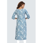 Meher Impex Cotton Printed Straight Womens Kurti - Light Blue ( Pack of 1 ) - None