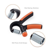 Strauss Adjustable Spring Hand Exerciser | Finger Exerciser| Hand Grip Strengthener for Men & Women (Black/Orange) - Orange